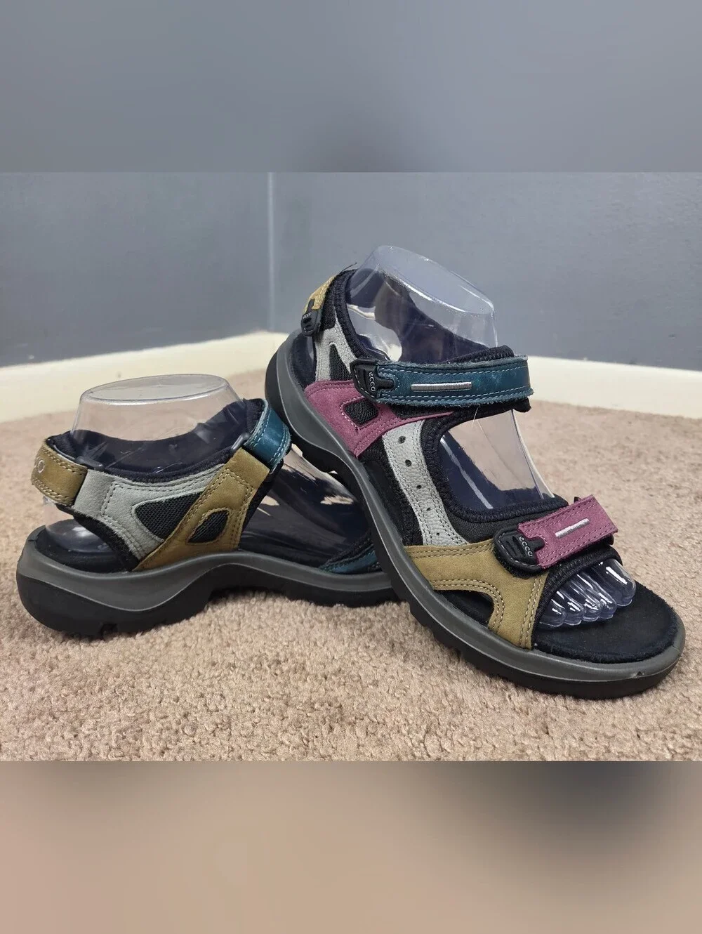 ECCO Kids Multicolor Outdoor Sandals - Pink, Teal, Gray, Tan